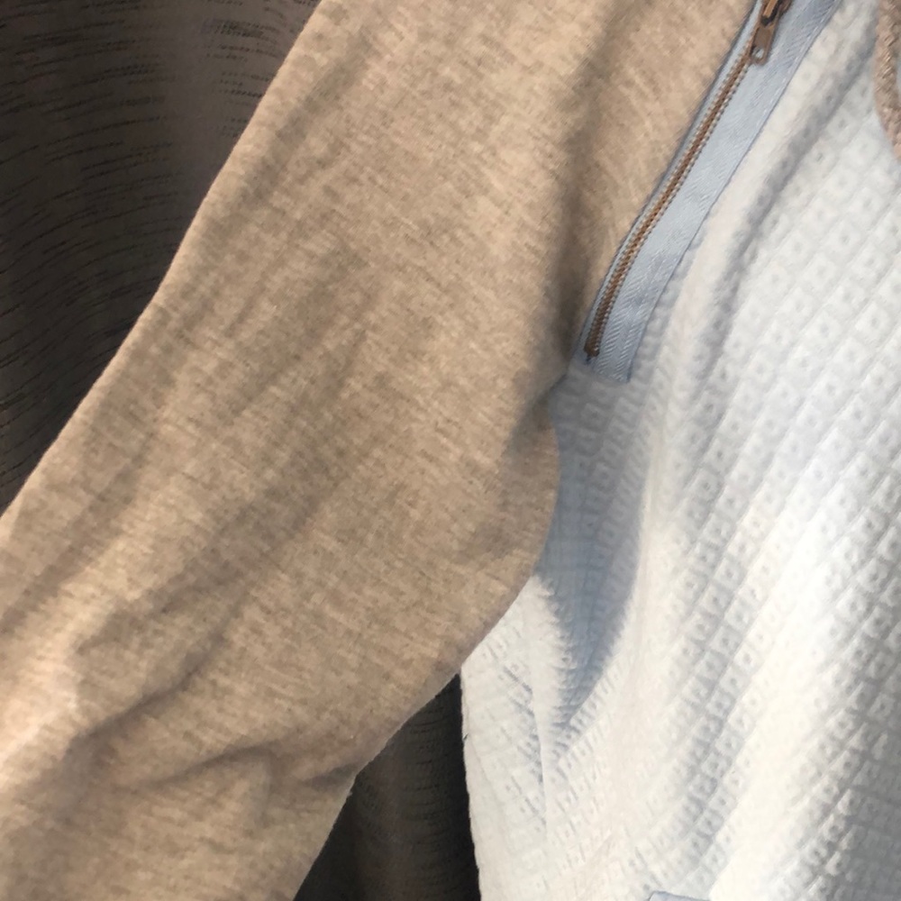 Light Blue And Gray Unique Double Layer Hoodie - image 6